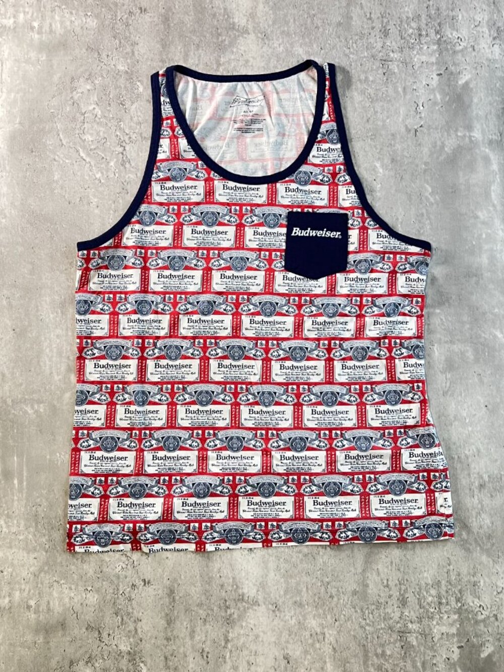 Budweiser Tank Top All Over Print Mens Size Large